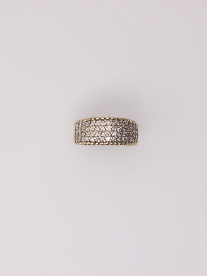 14K Yellow Gold Thick Diamond Cluster Ring