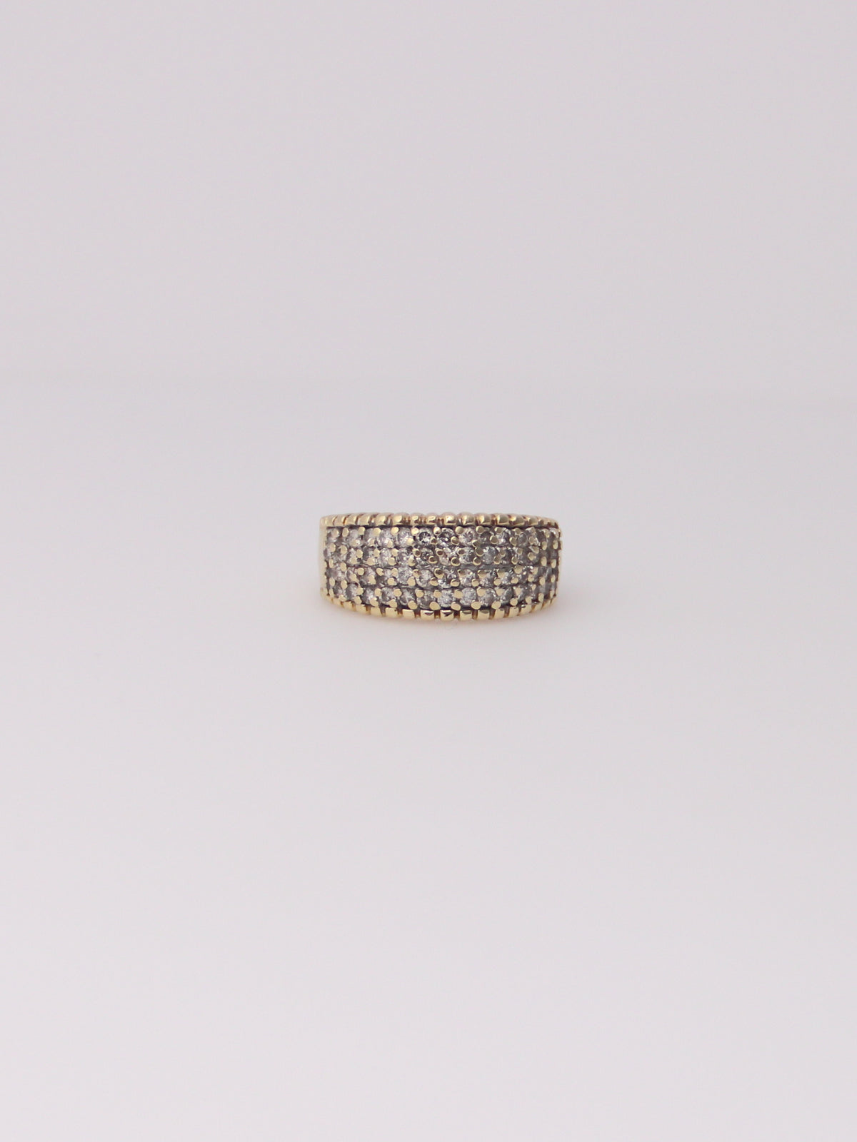 14K Yellow Gold Thick Diamond Cluster Ring