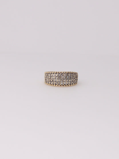 14K Yellow Gold Thick Diamond Cluster Ring