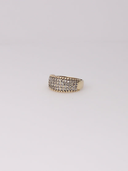 14K Yellow Gold Thick Diamond Cluster Ring