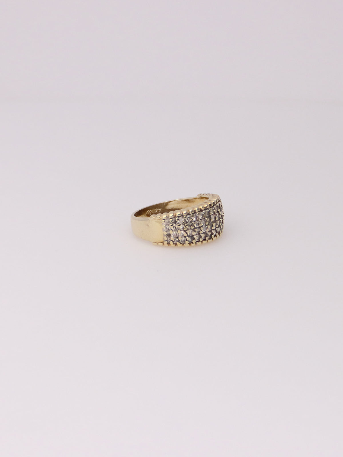 14K Yellow Gold Thick Diamond Cluster Ring