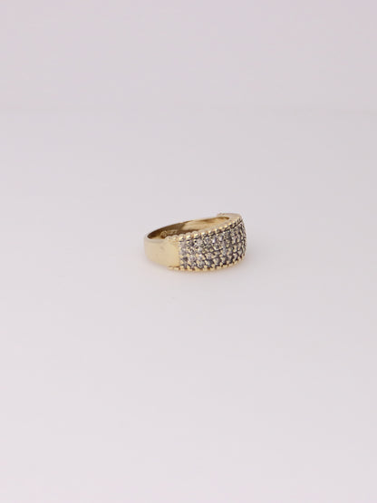 14K Yellow Gold Thick Diamond Cluster Ring