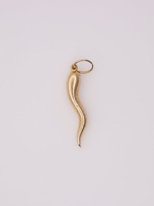 14K Yellow Gold Italian Horn Pendant