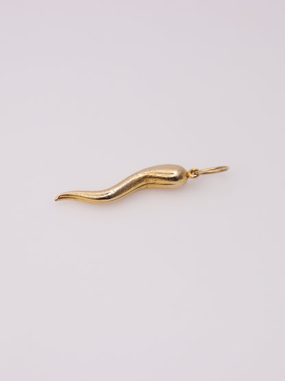 14K Yellow Gold Italian Horn Pendant