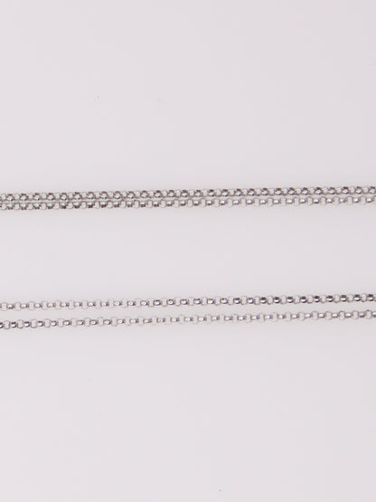 14K Two Tone Double Link Diamond Heart Pendant Necklace