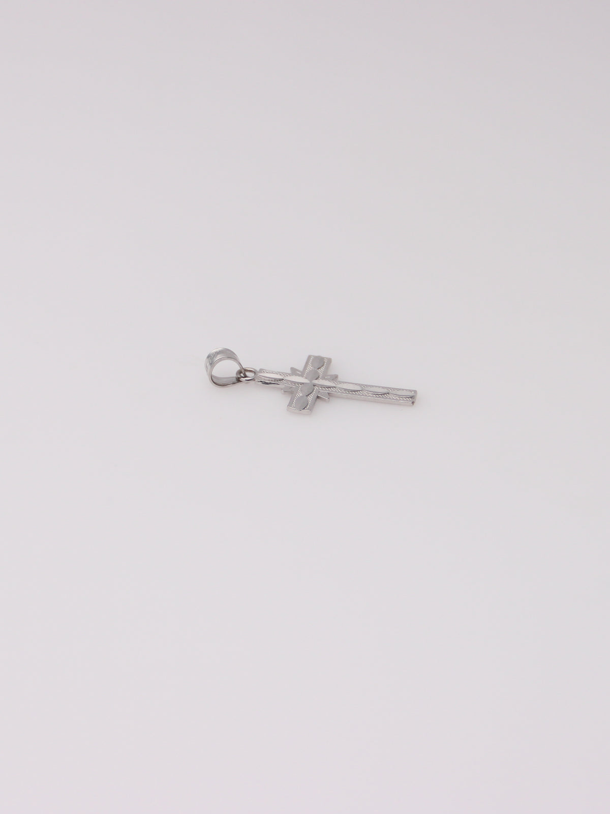 14K White Gold Small Cross Pendant