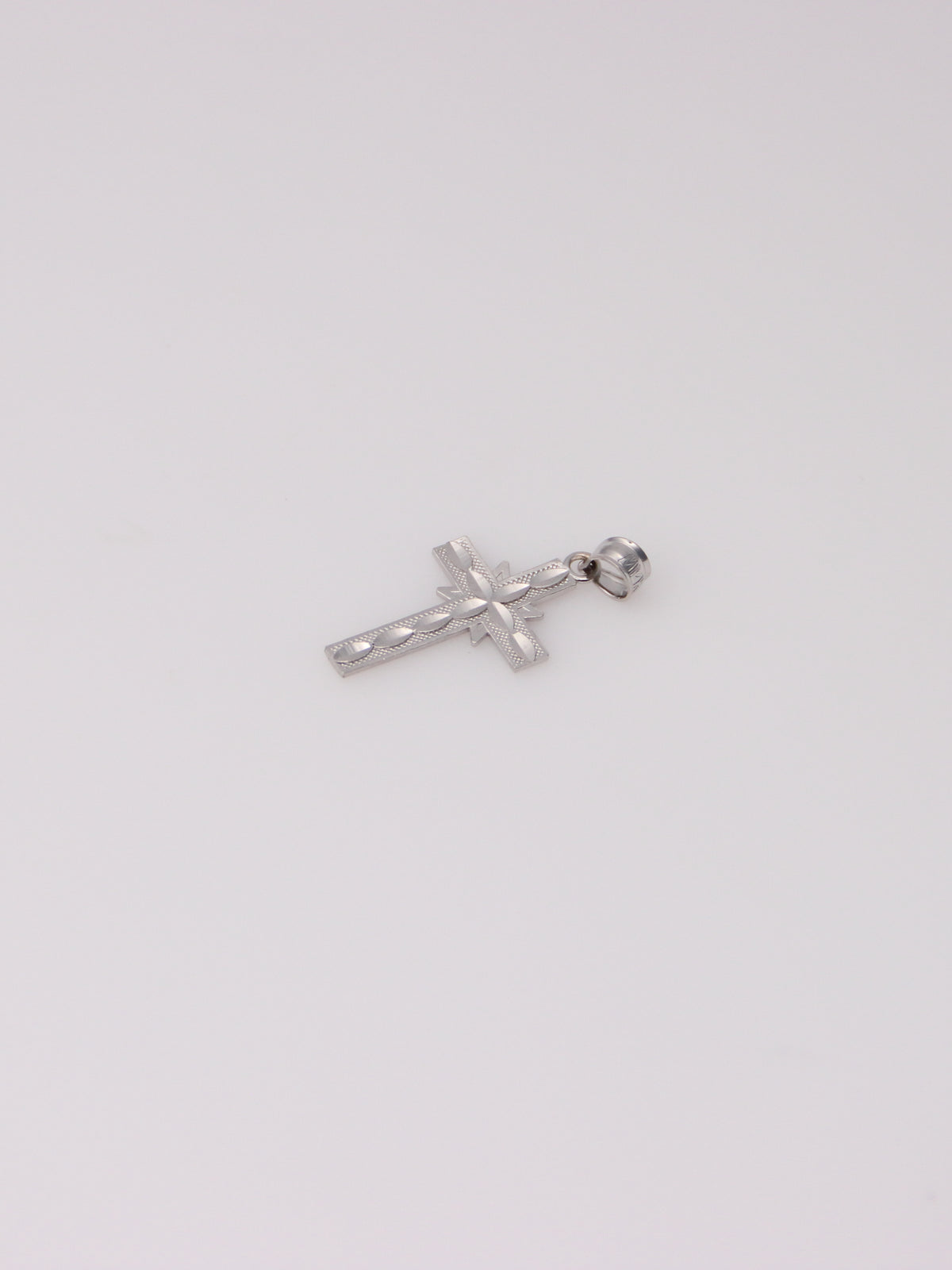 14K White Gold Small Cross Pendant