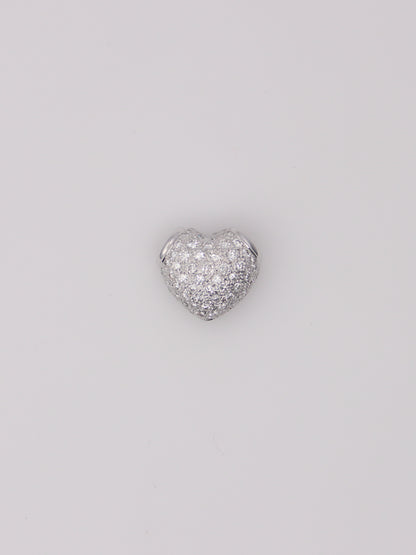 18K White Gold Pavé Diamond Heart Pendant