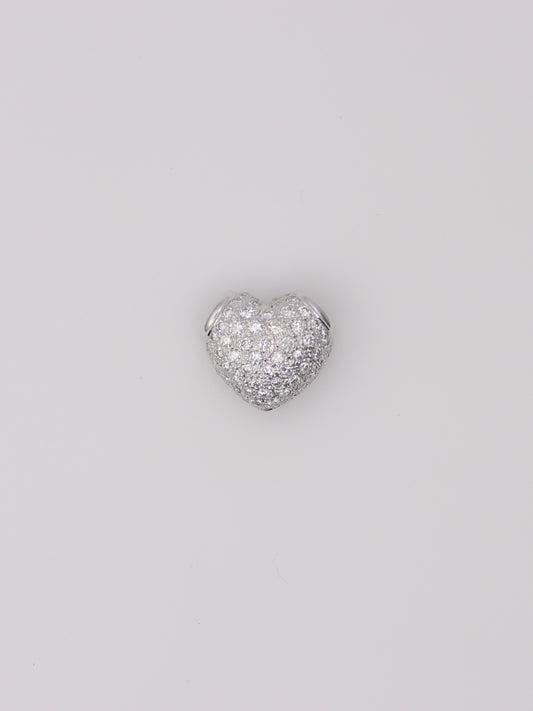 18K White Gold Pavé Diamond Heart Pendant