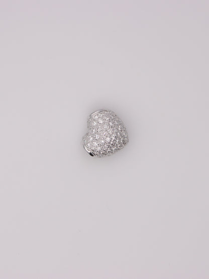 18K White Gold Pavé Diamond Heart Pendant