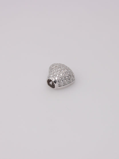 18K White Gold Pavé Diamond Heart Pendant