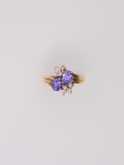 14K Yellow Gold Levian Blueberry Tanzanite Diamond Ring