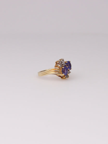 14K Yellow Gold Levian Blueberry Tanzanite Diamond Ring