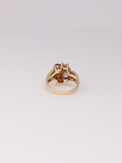 14K Yellow Gold Levian Blueberry Tanzanite Diamond Ring