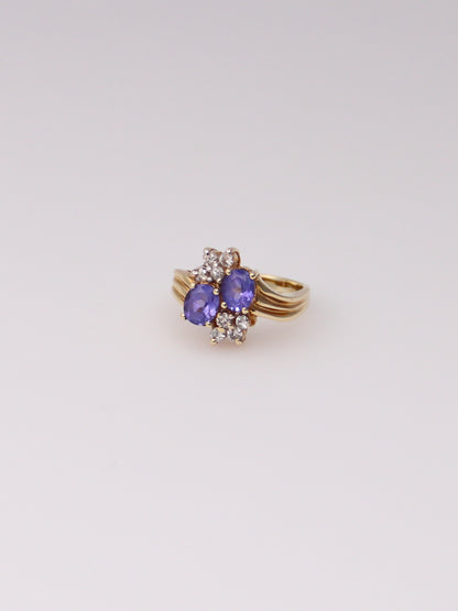 14K Yellow Gold Levian Blueberry Tanzanite Diamond Ring