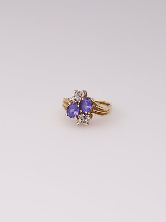 14K Yellow Gold Levian Blueberry Tanzanite Diamond Ring