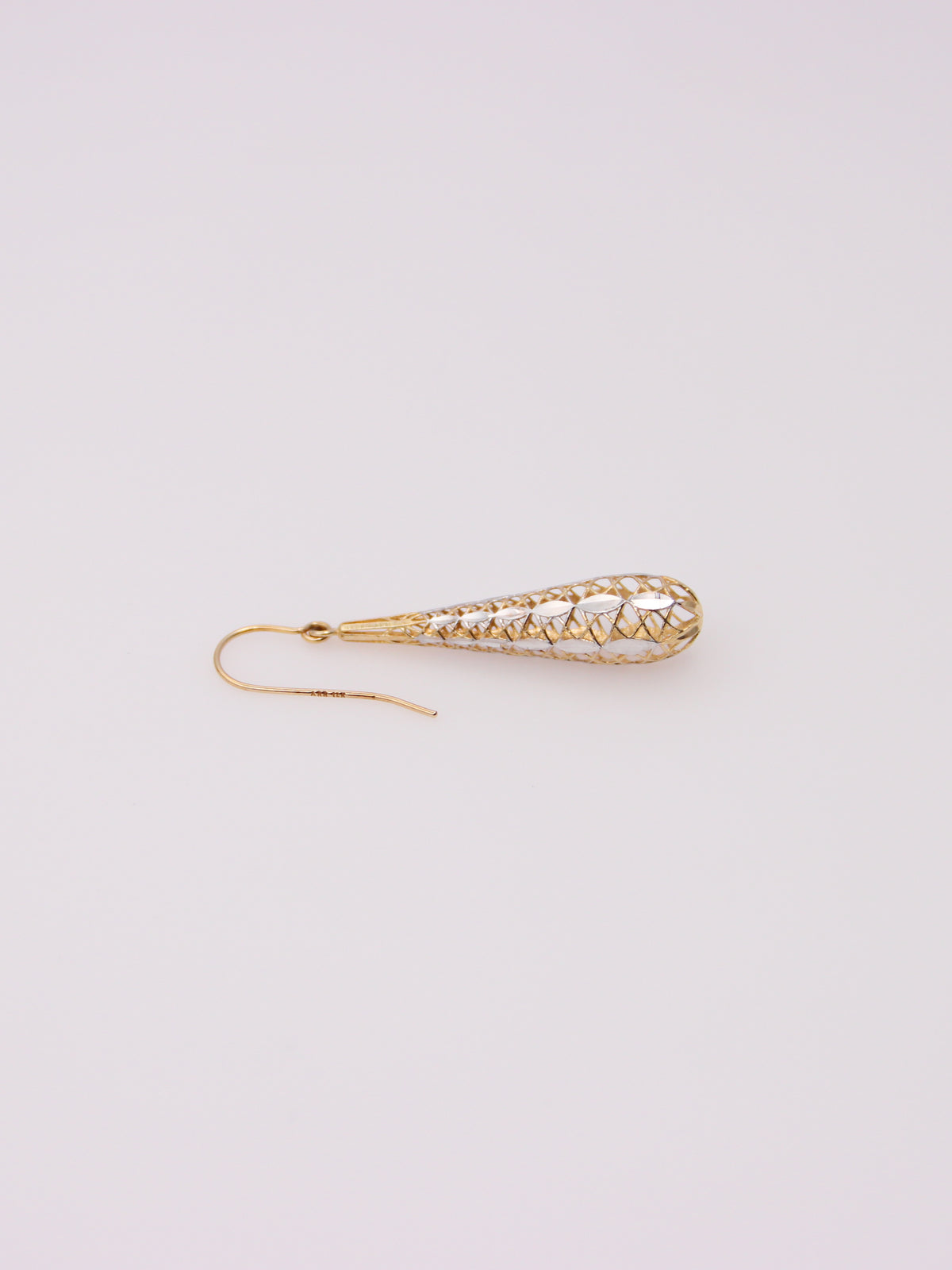 14K Two-Tone Lattice Dropdown Earrings