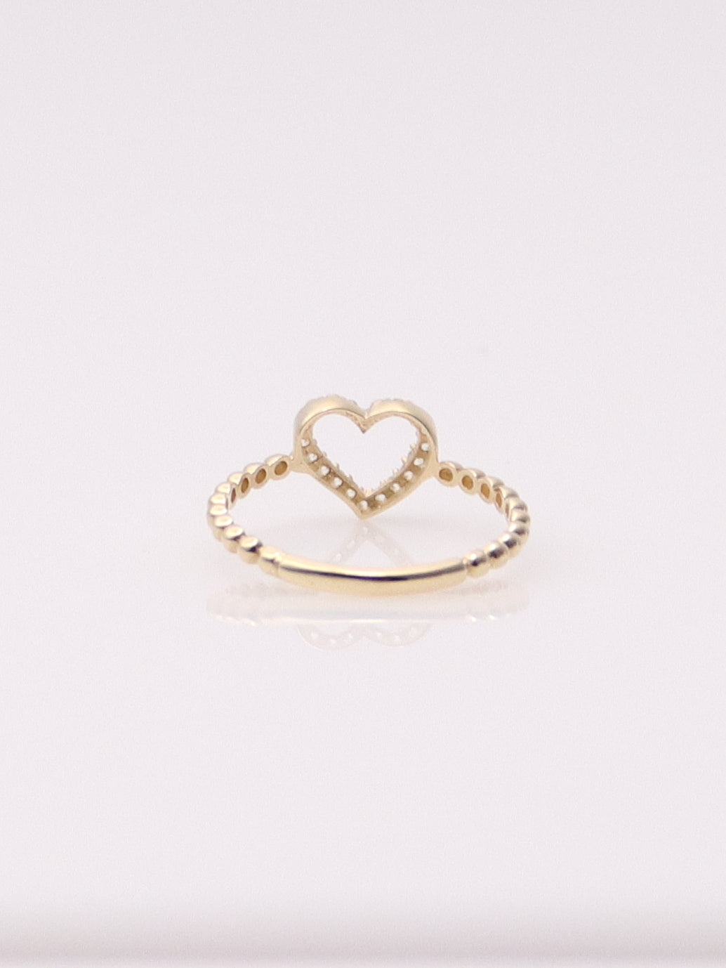 14k Yellow Gold Heart Bead Ring