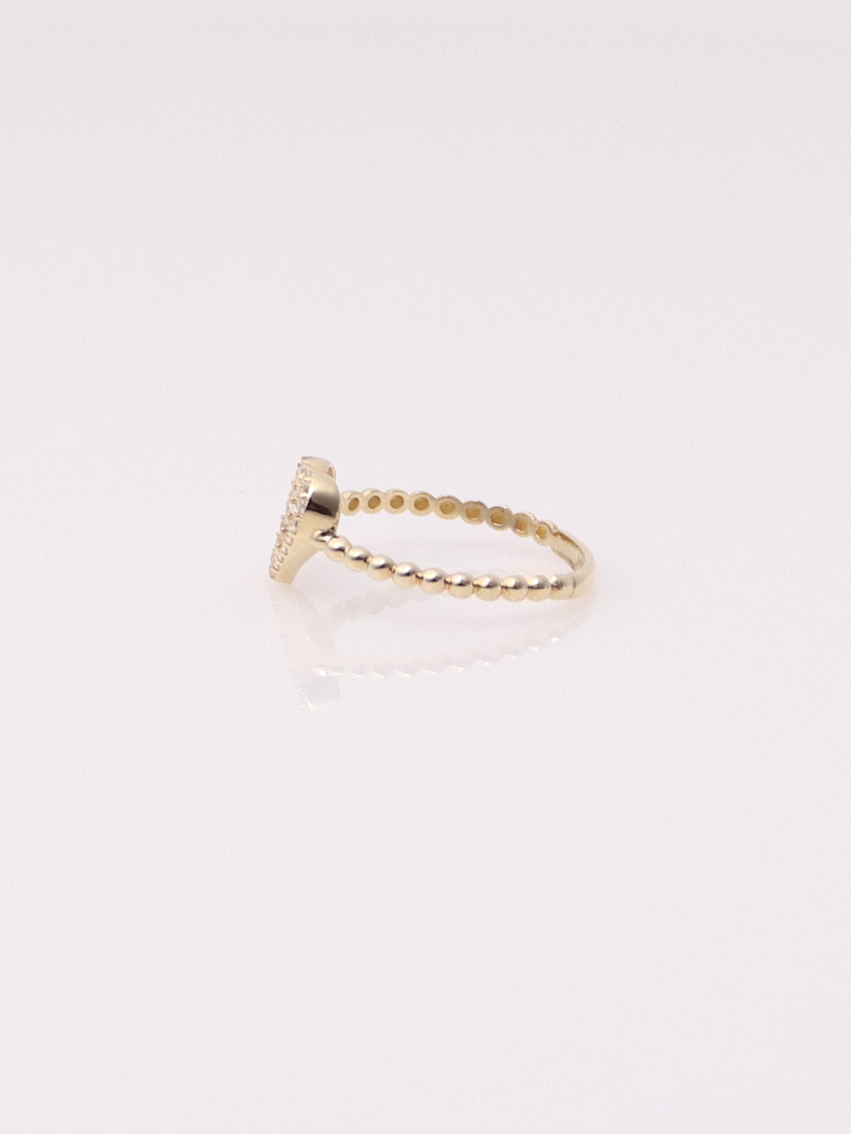 14k Yellow Gold Heart Bead Ring