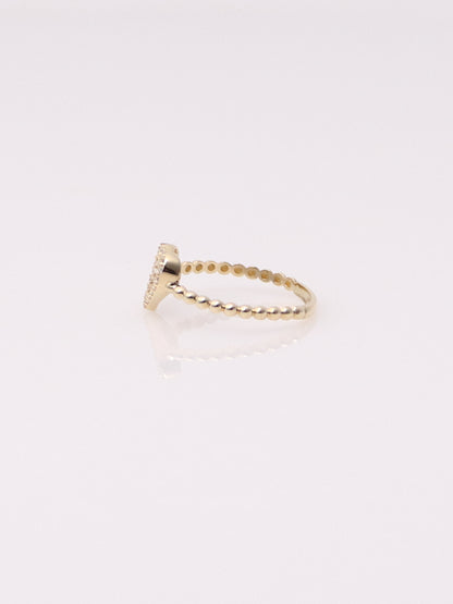 14k Yellow Gold Heart Bead Ring