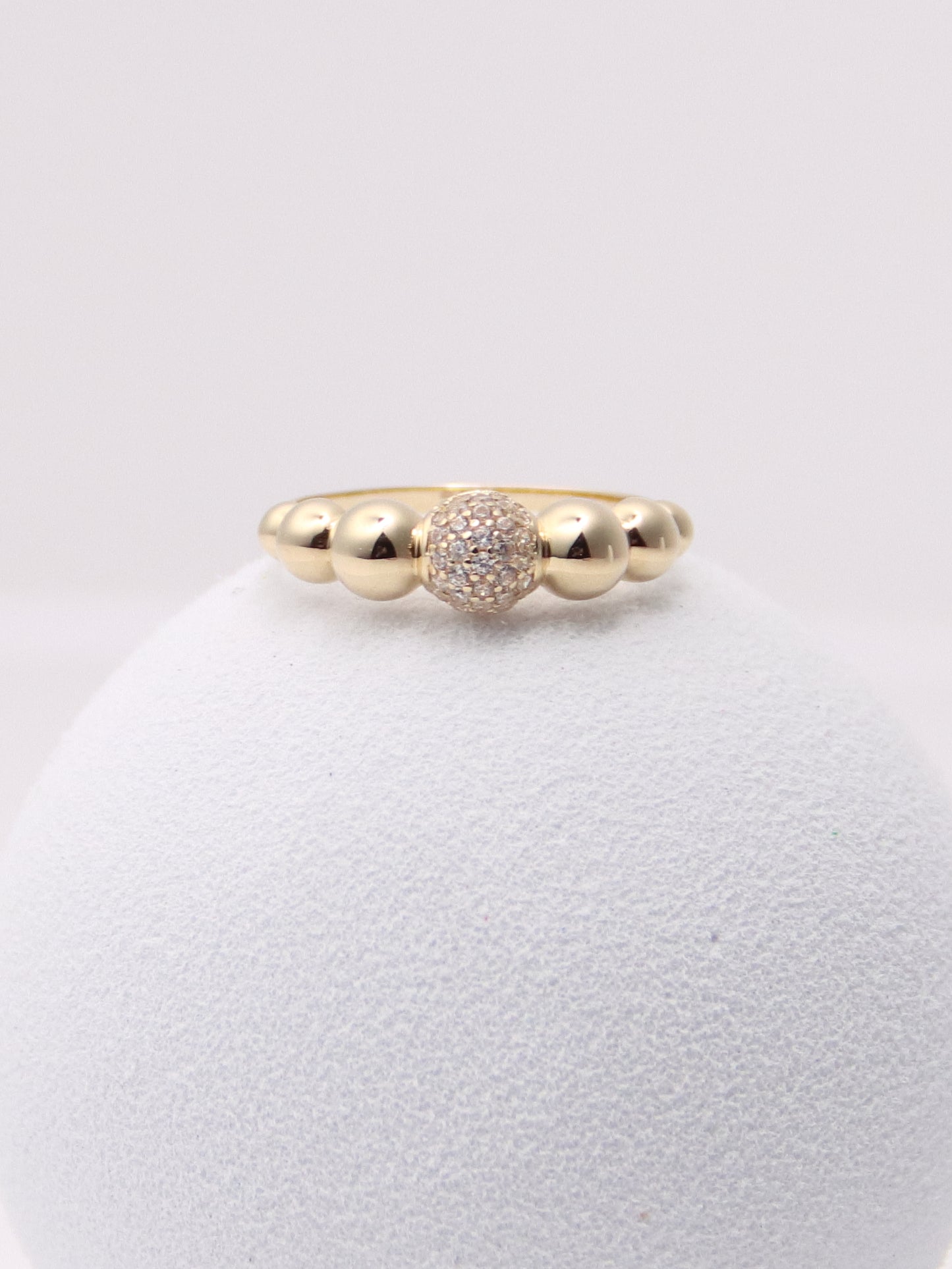 14k Yellow Gold Pave Bubble Stacking Ring