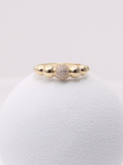 14k Yellow Gold Pave Bubble Stacking Ring