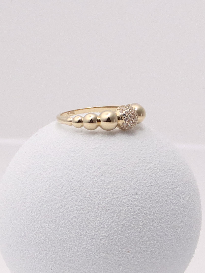 14k Yellow Gold Pave Bubble Stacking Ring