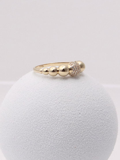 14k Yellow Gold Pave Bubble Stacking Ring