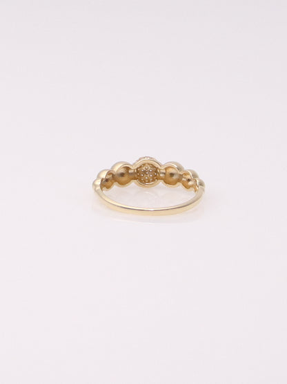 14k Yellow Gold Pave Bubble Stacking Ring