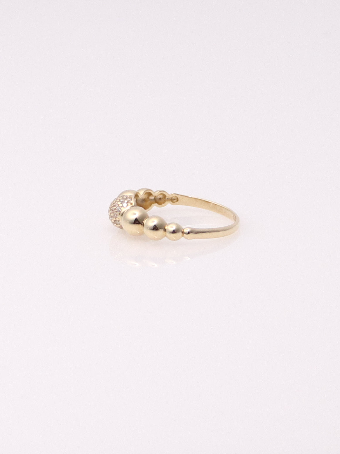 14k Yellow Gold Pave Bubble Stacking Ring