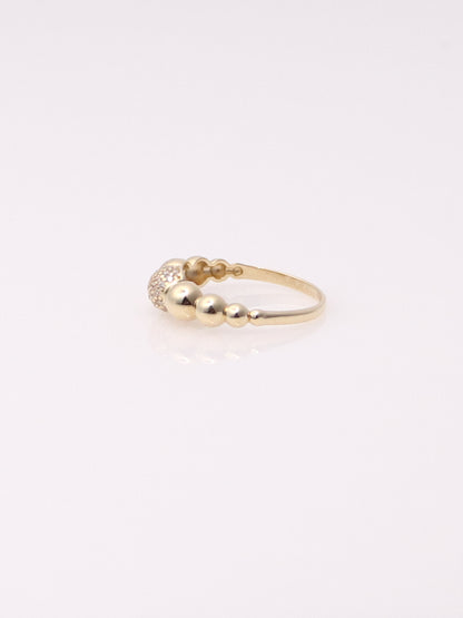 14k Yellow Gold Pave Bubble Stacking Ring
