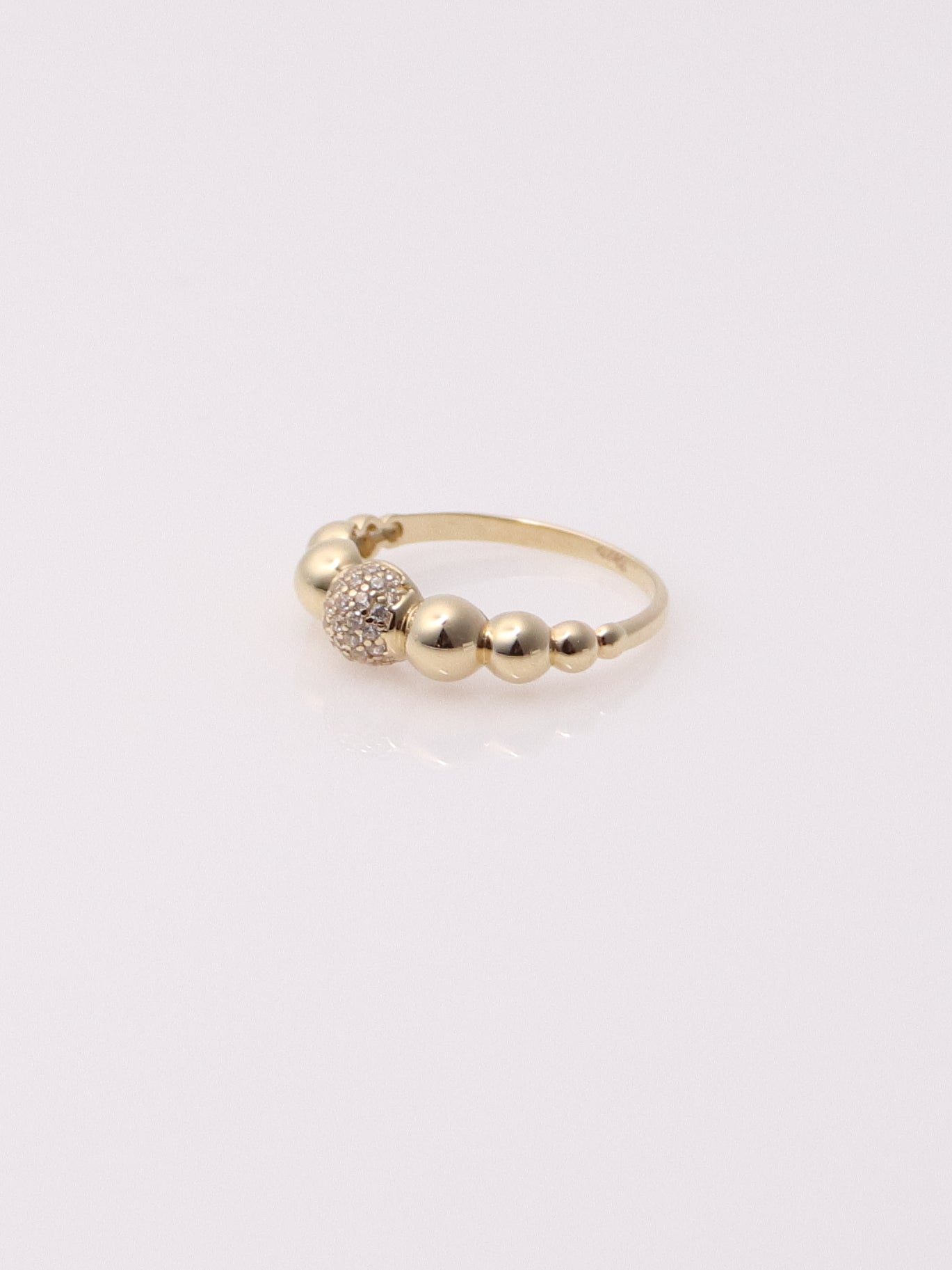 14k Yellow Gold Pave Bubble Stacking Ring