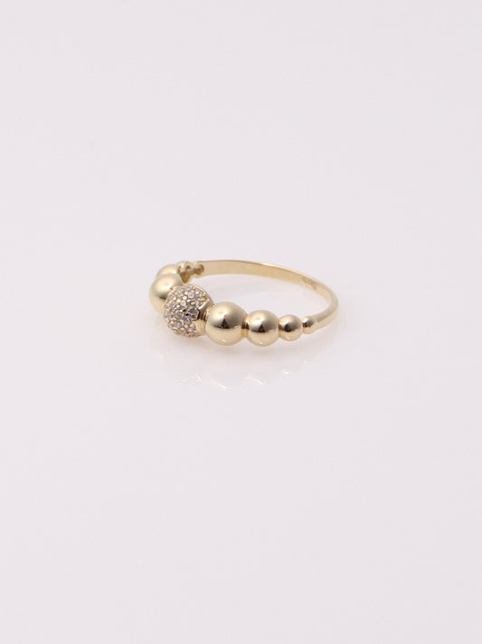 14k Yellow Gold Pave Bubble Stacking Ring