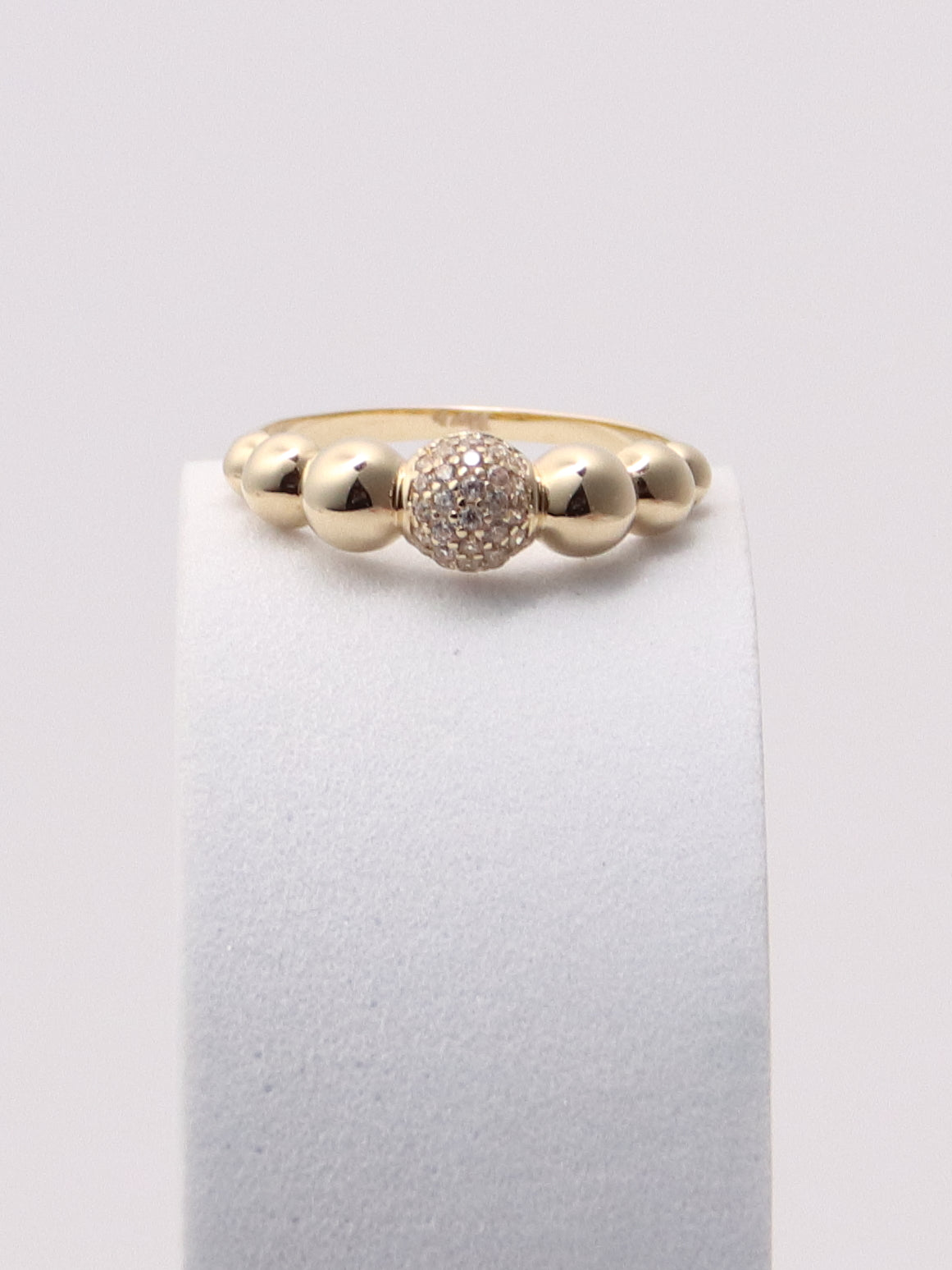 14k Yellow Gold Pave Bubble Stacking Ring
