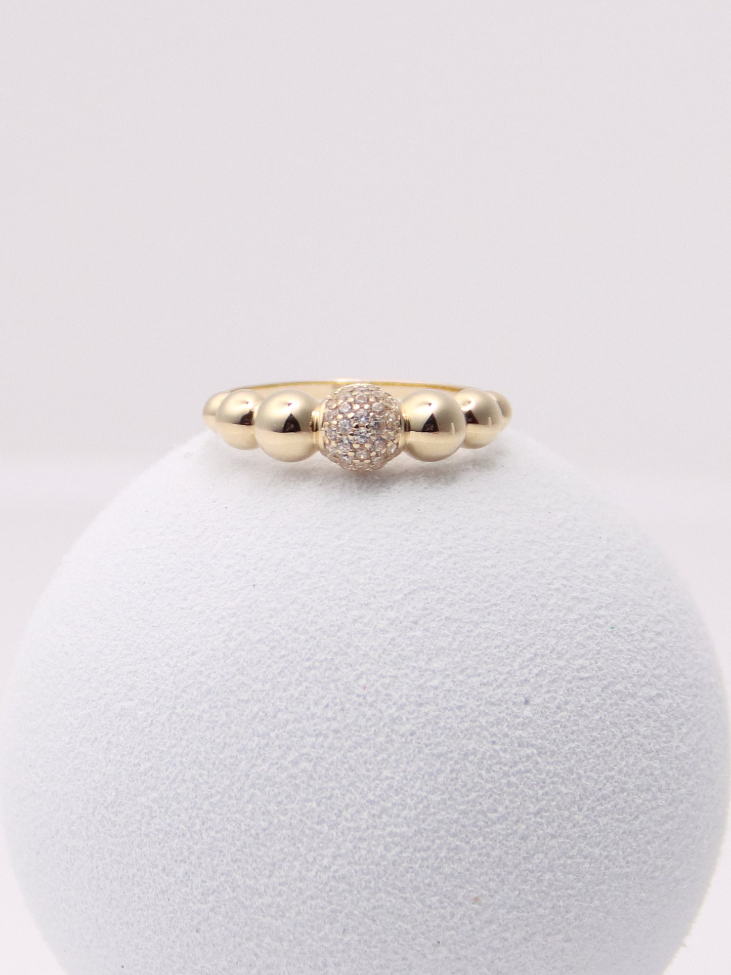 14k Yellow Gold Pave Bubble Stacking Ring
