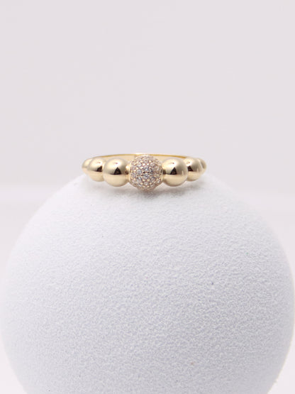14k Yellow Gold Pave Bubble Stacking Ring