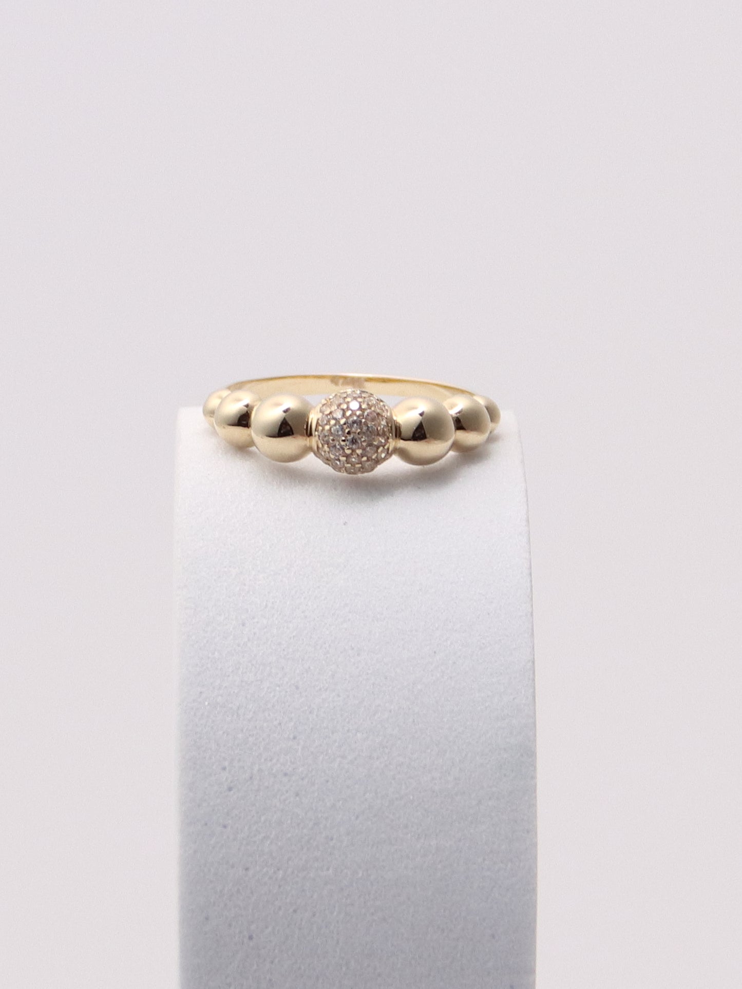 14k Yellow Gold Pave Bubble Stacking Ring