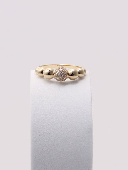 14k Yellow Gold Pave Bubble Stacking Ring