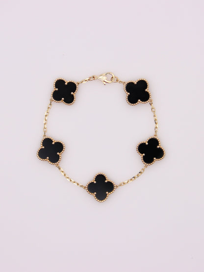 Onyx Clover Motif Bracelet