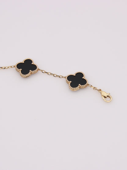 Onyx Clover Motif Bracelet