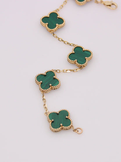 Malachite Clover Motif Bracelet