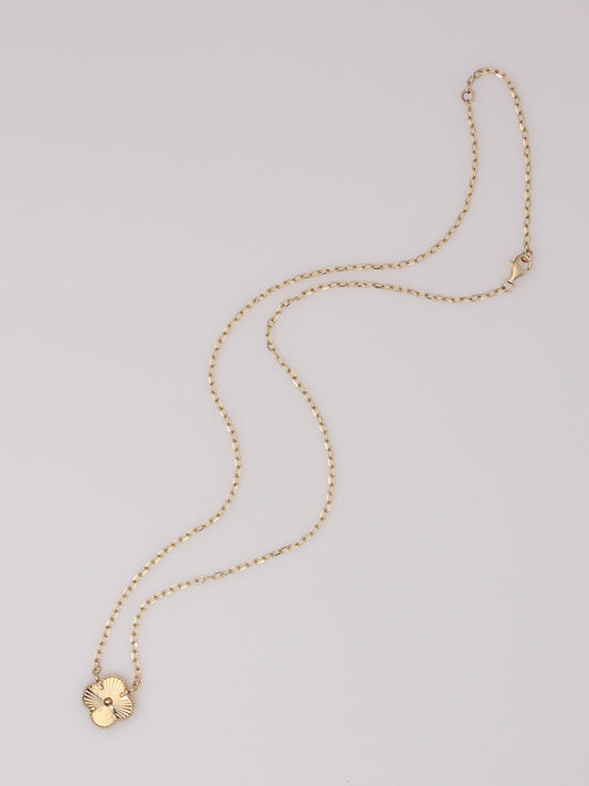 Guilloché Clover Motif Necklace