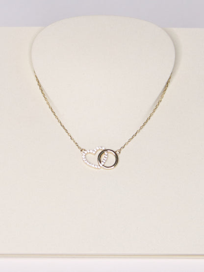 10k Yellow Gold Interlocking Heart Necklace