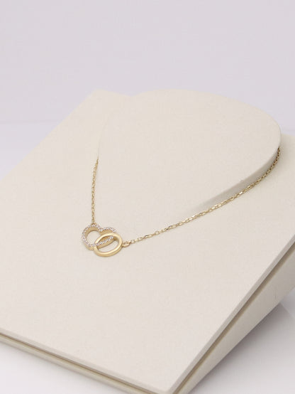 10k Yellow Gold Interlocking Heart Necklace