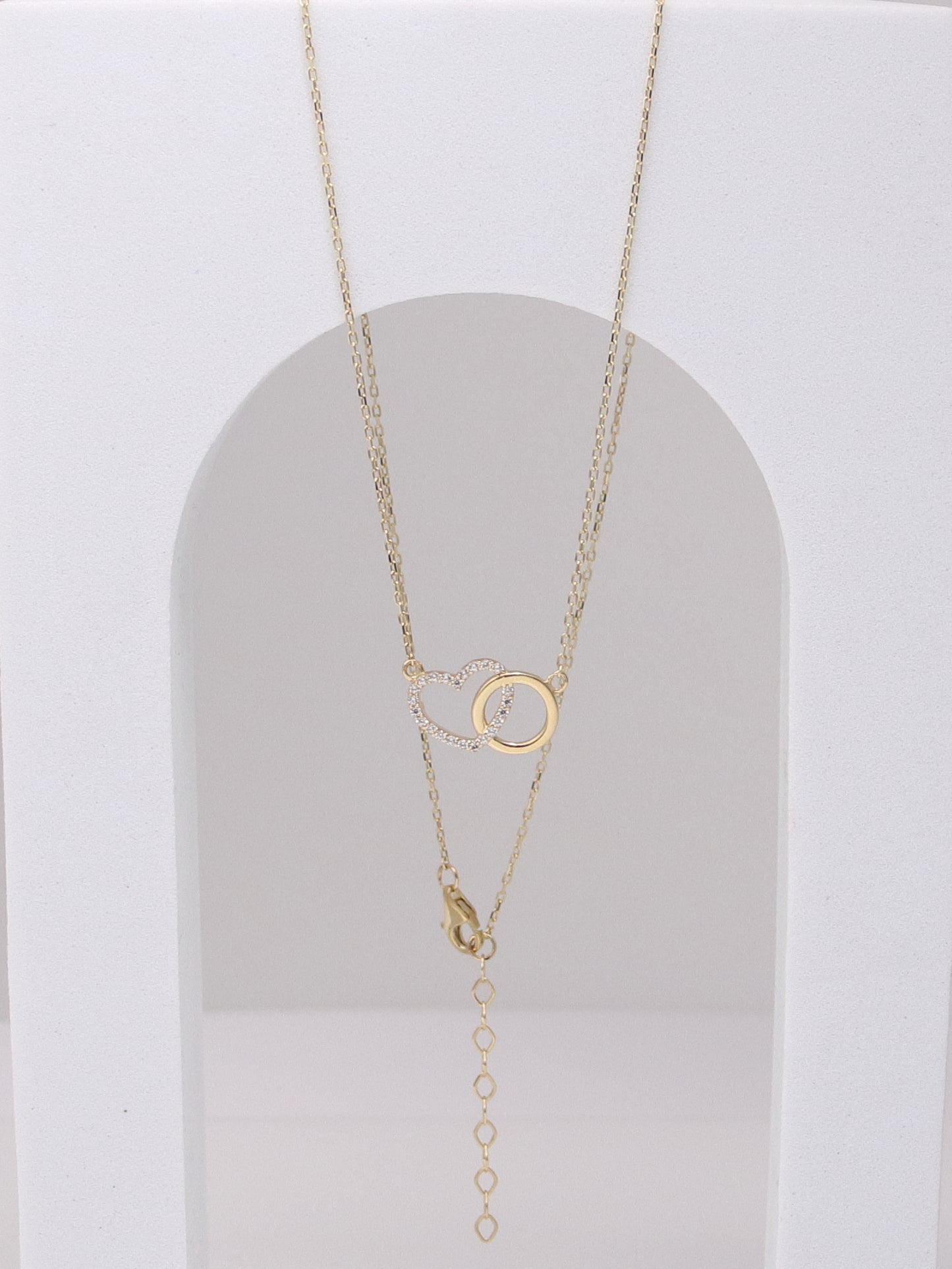 10k Yellow Gold Interlocking Heart Necklace