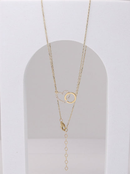 10k Yellow Gold Interlocking Heart Necklace