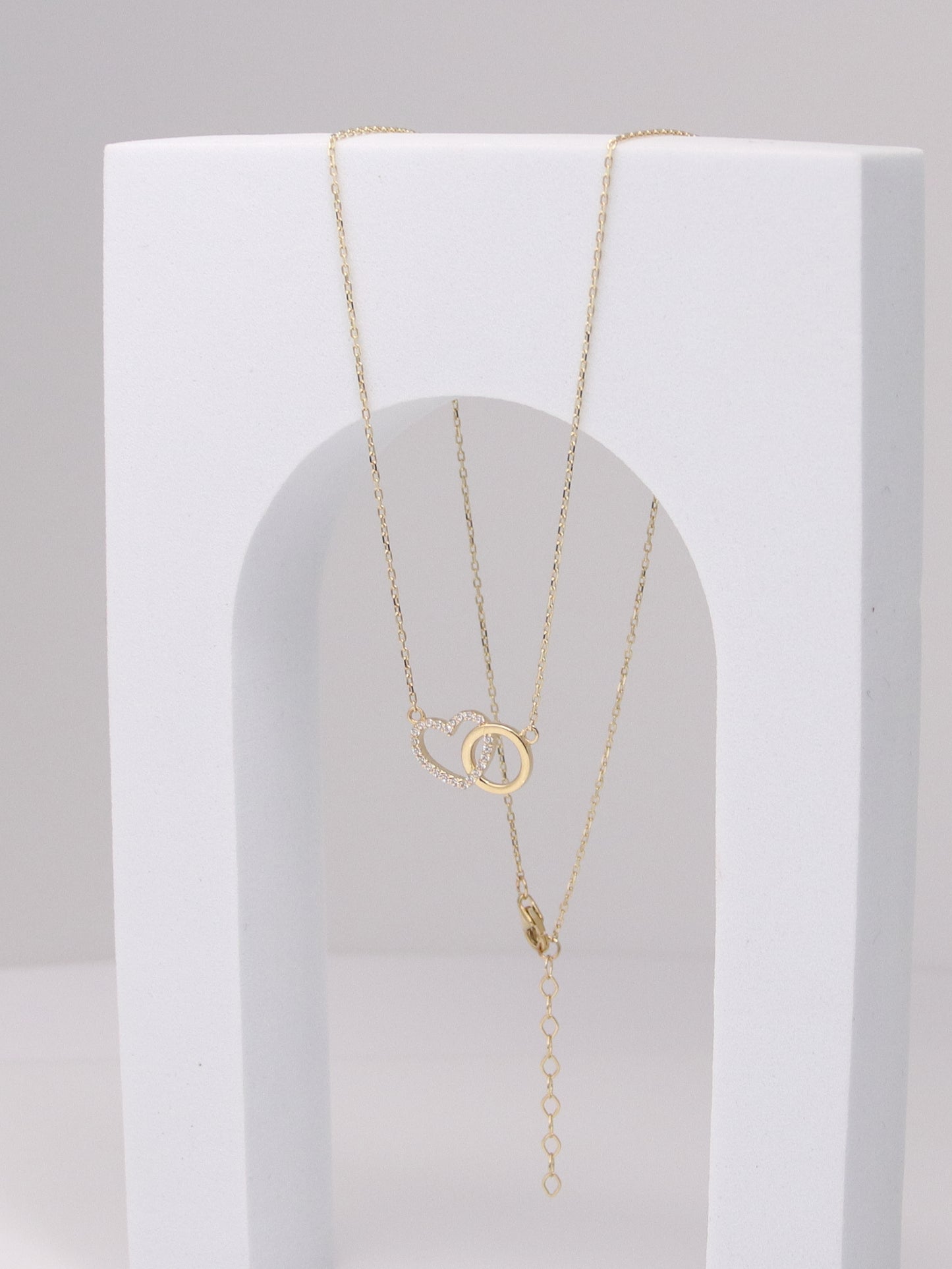 10k Yellow Gold Interlocking Heart Necklace