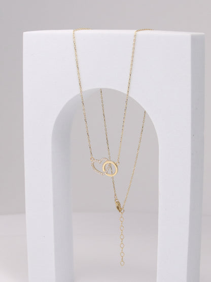 10k Yellow Gold Interlocking Heart Necklace