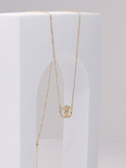 10k Yellow Gold Interlocking Heart Necklace