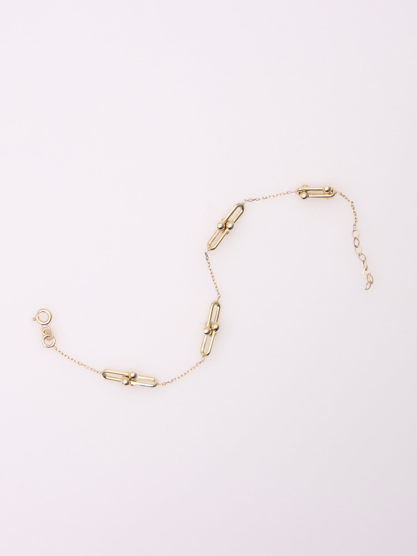 14K Yellow Gold Beaded Paperclip Bracelet
